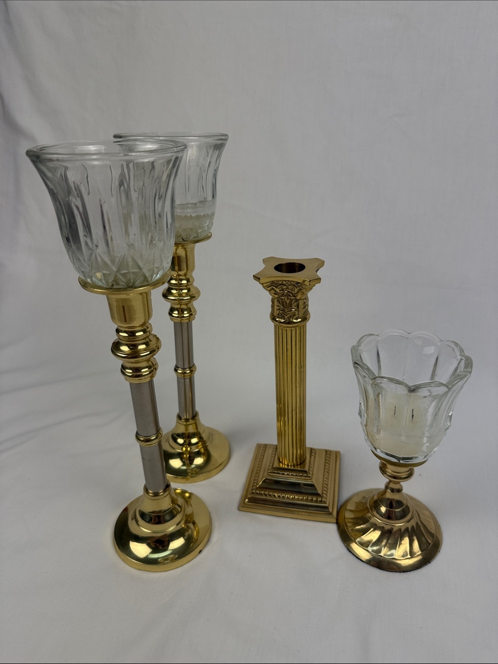 Home Interiors & gifts brass candlestick holders set of 4